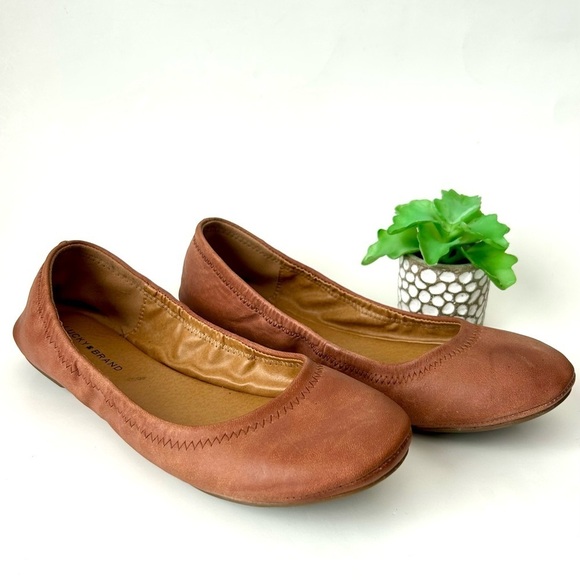 Lucky Brand Cognac Leather Erin Flats Size 8 / 38.5 - Picture 4 of 8